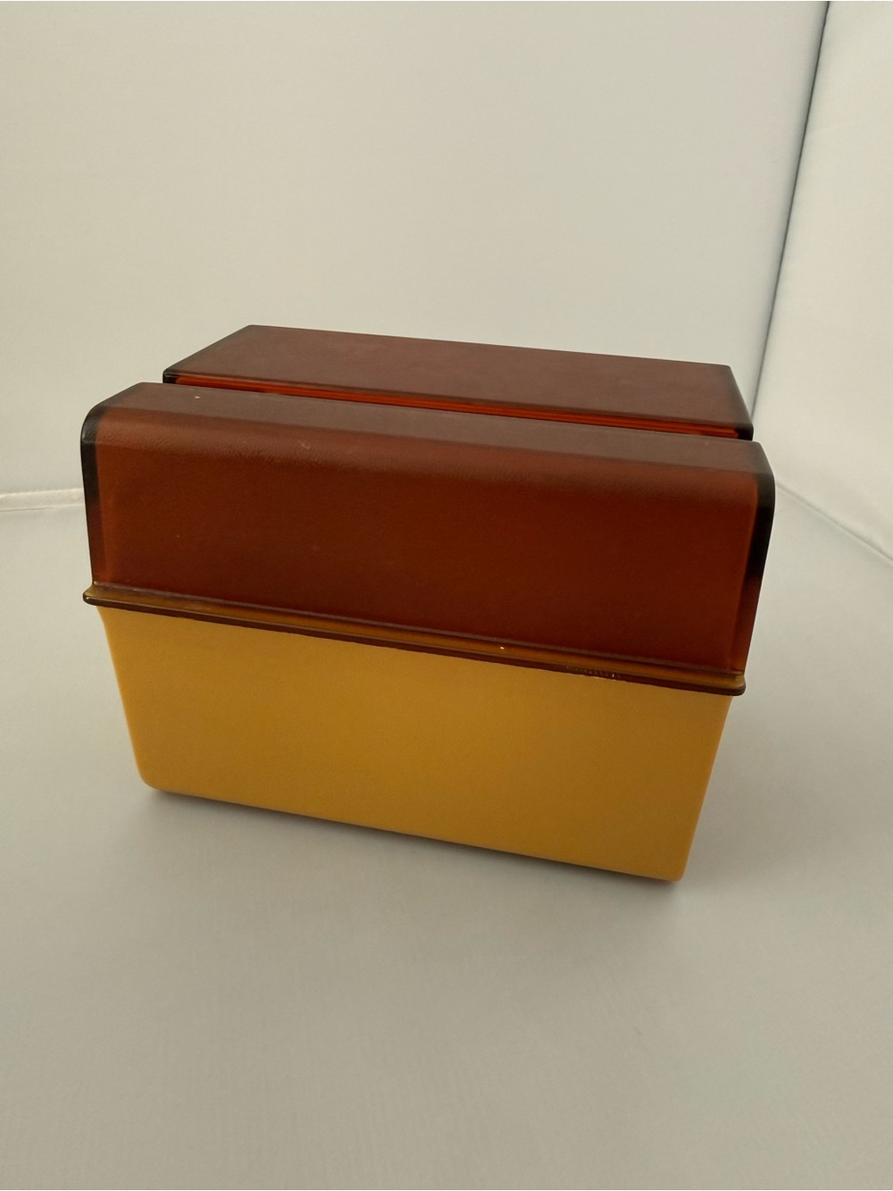 Vintage Yellow Brown Rubbermaid Recipe Box MCM
